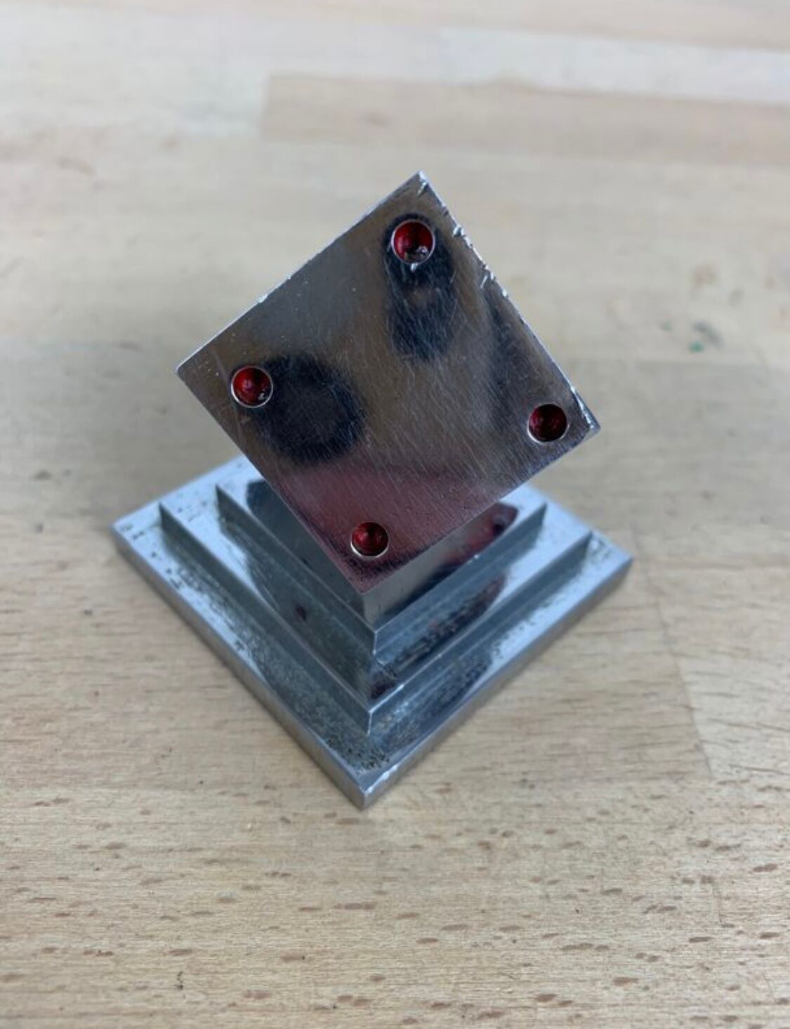 Art Deco chromed metal dice sculpture