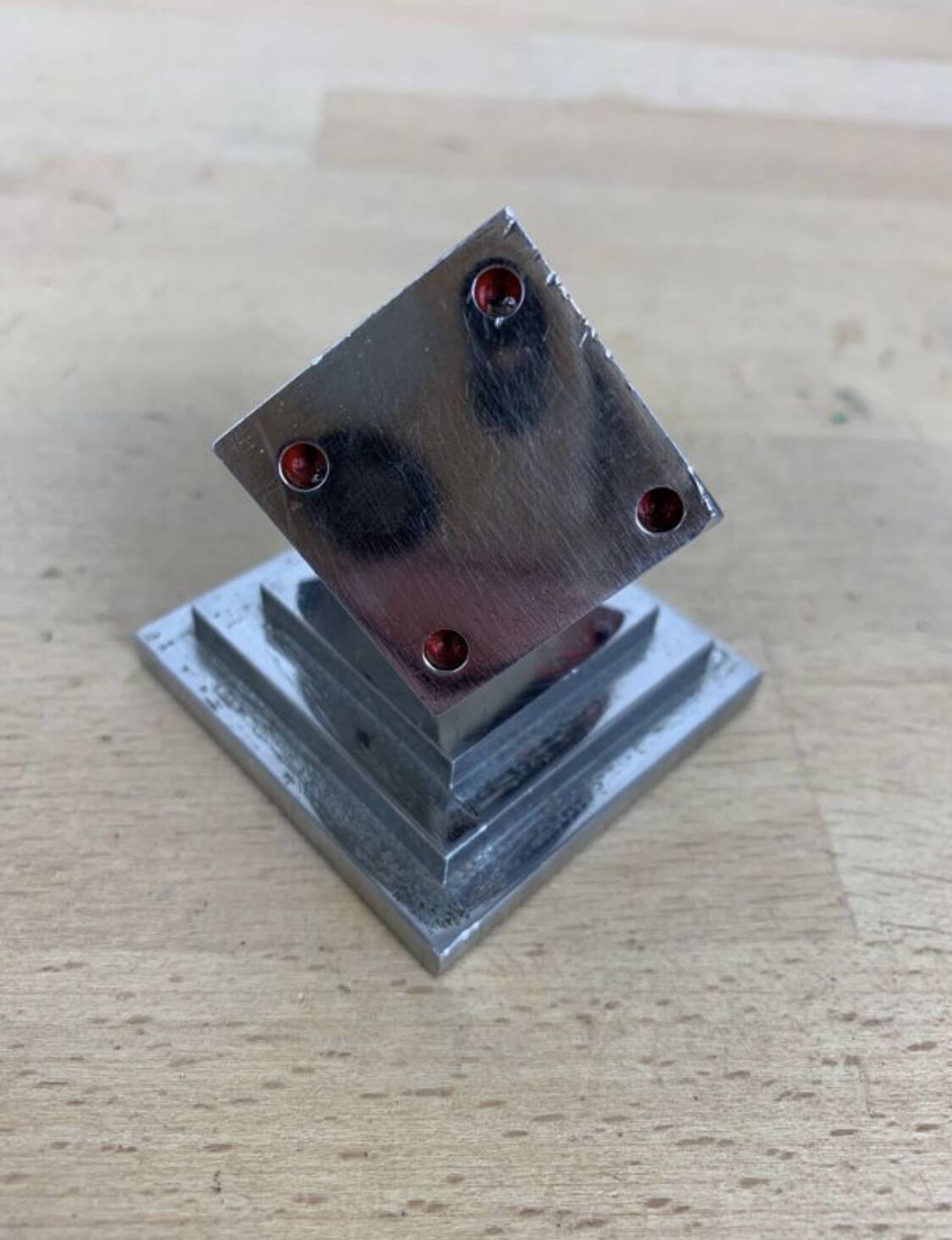 Art Deco chromed metal dice sculpture