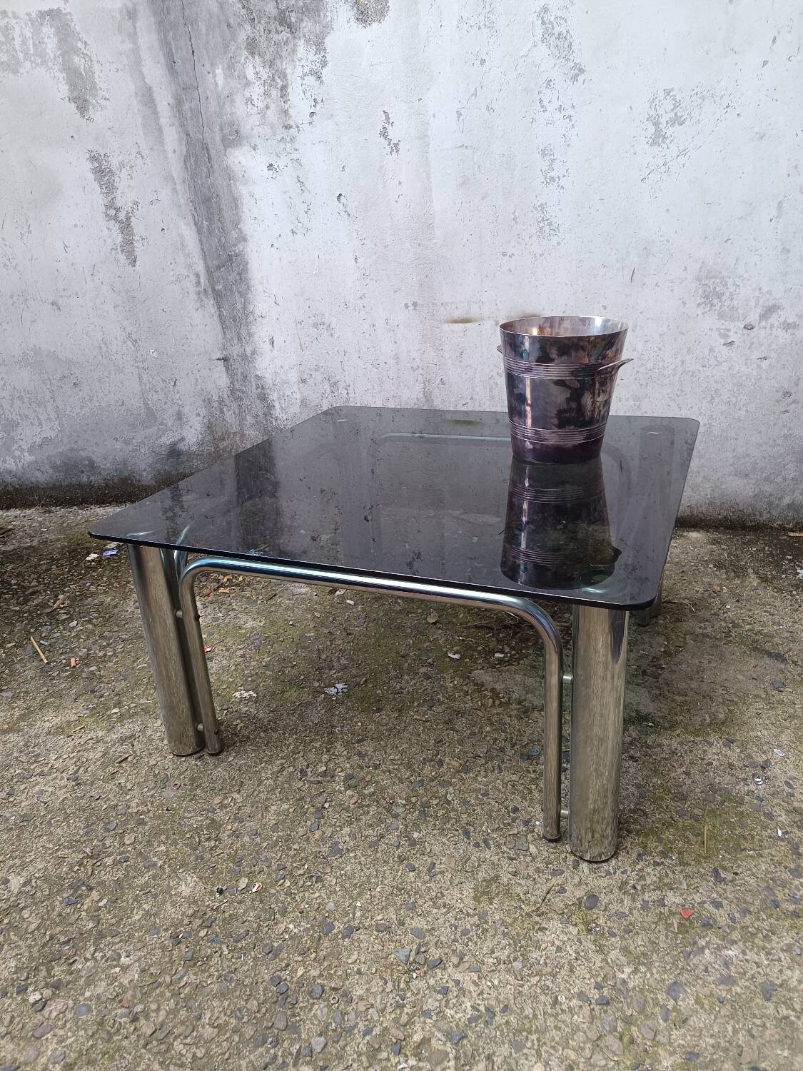 Vintage chrome coffee table