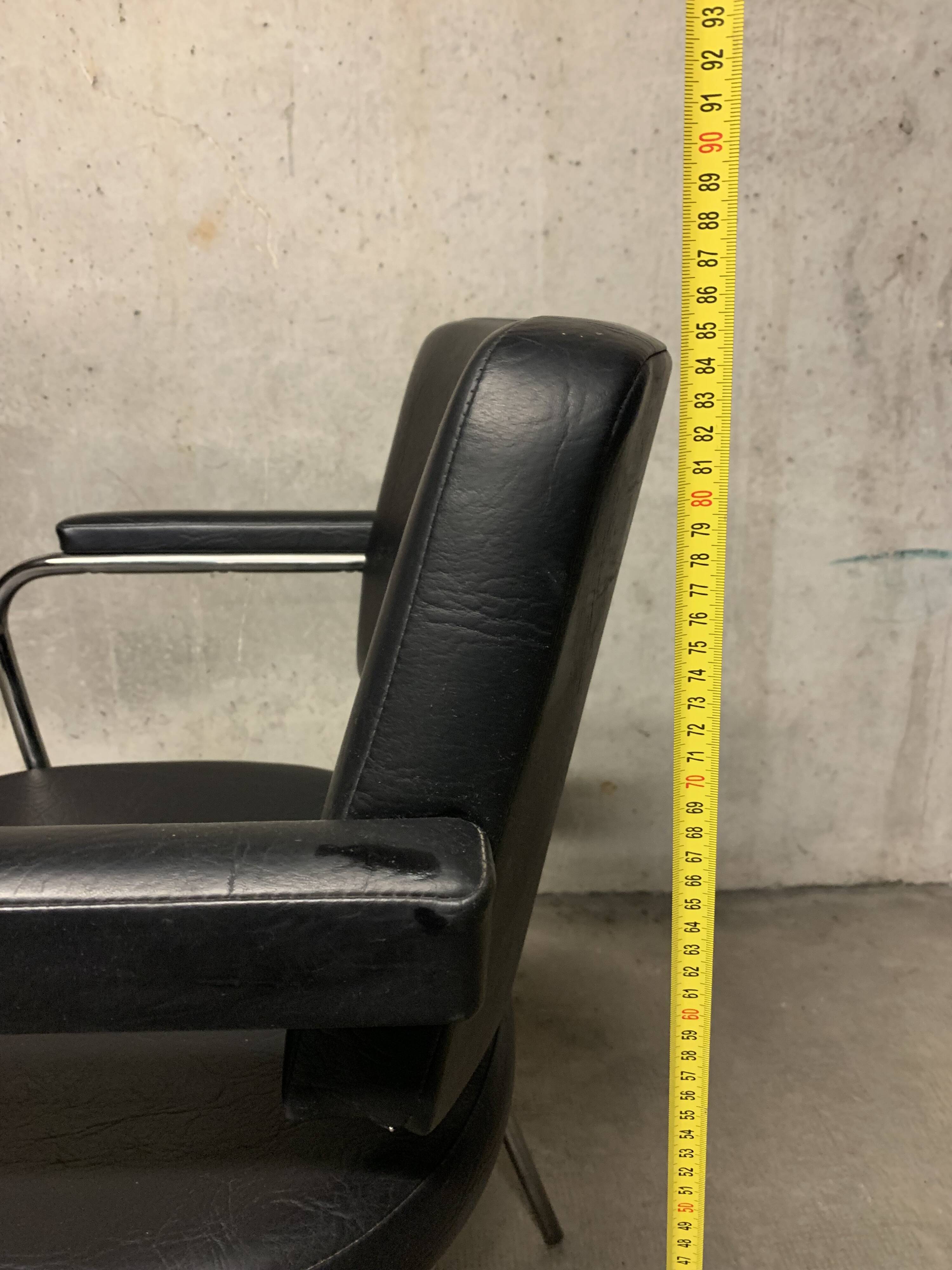 Vintage Retro Design Black Faux Leather Armchair