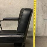 Vintage Retro Design Black Faux Leather Armchair