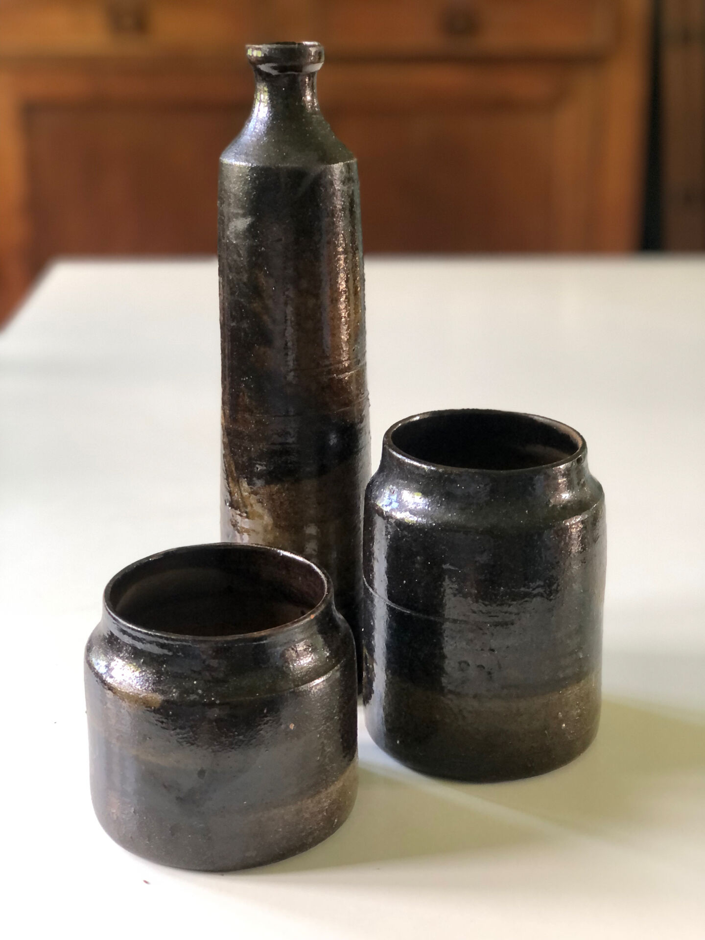 Ensemble de pots noirs poterie vintage 70’s