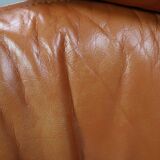 Vintage tripod lounge chair in leather, rattan and oak, Netherlands