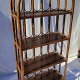 Vintage rattan bookcase shelf