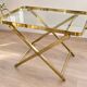 Vintage side table in gilded brass and glass – 1960s/70s