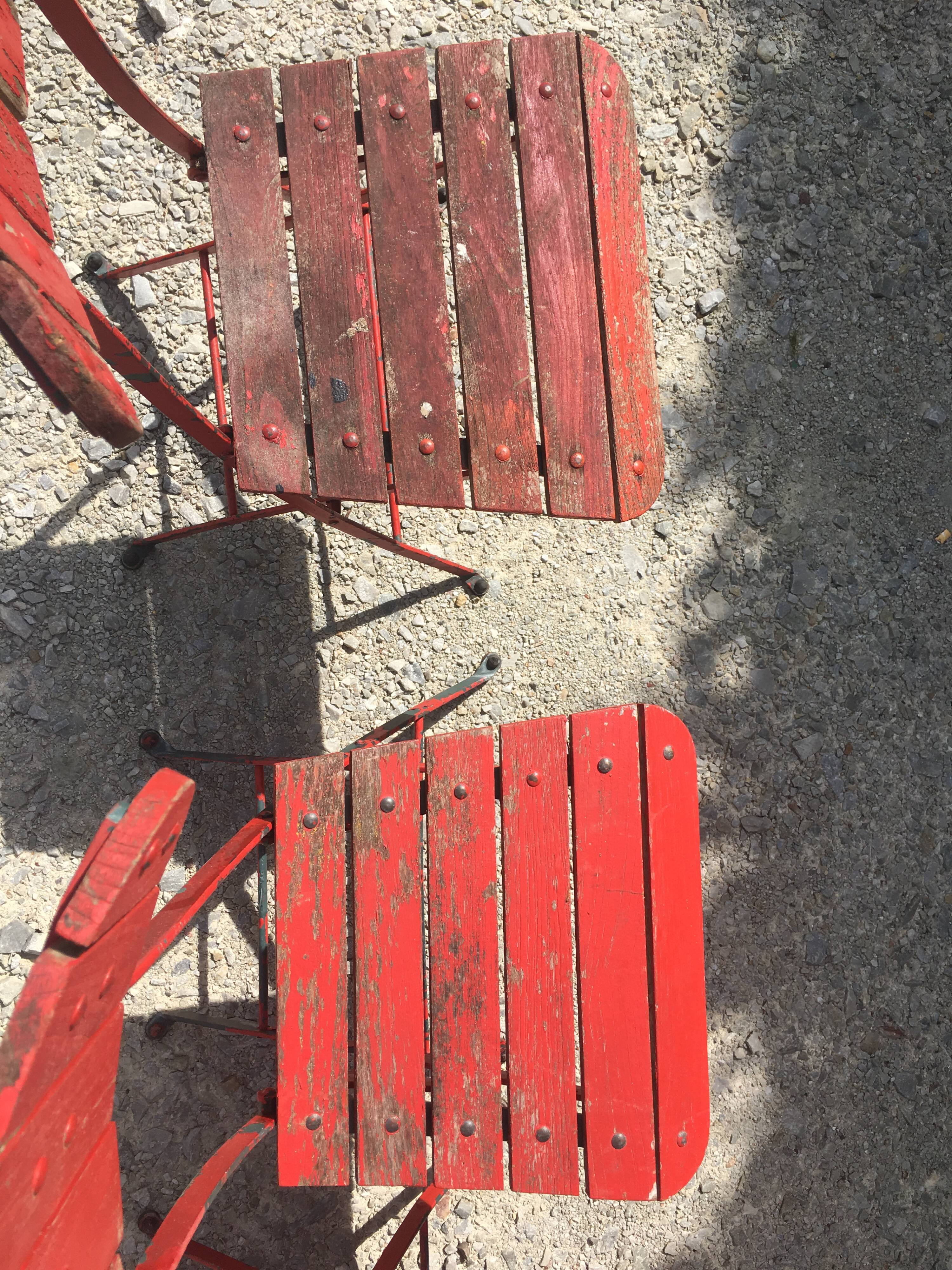 4 garden chairs folding metal wood