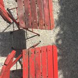 4 garden chairs folding metal wood