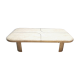 Coffee table in mosaic travertine and brass 70