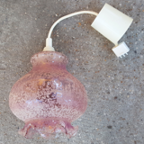 Pink glass pendant lamp, vintage, 70s