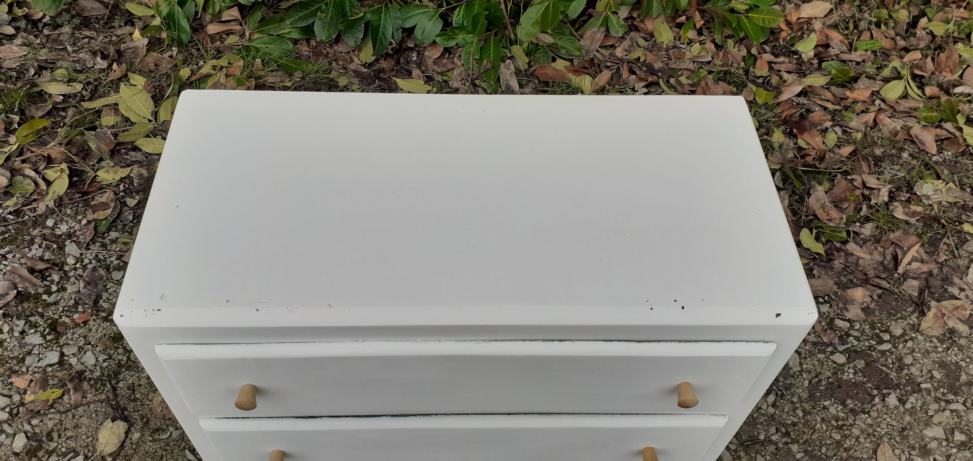 Chest of drawers 3 drawers feet compass year 50 vintage white