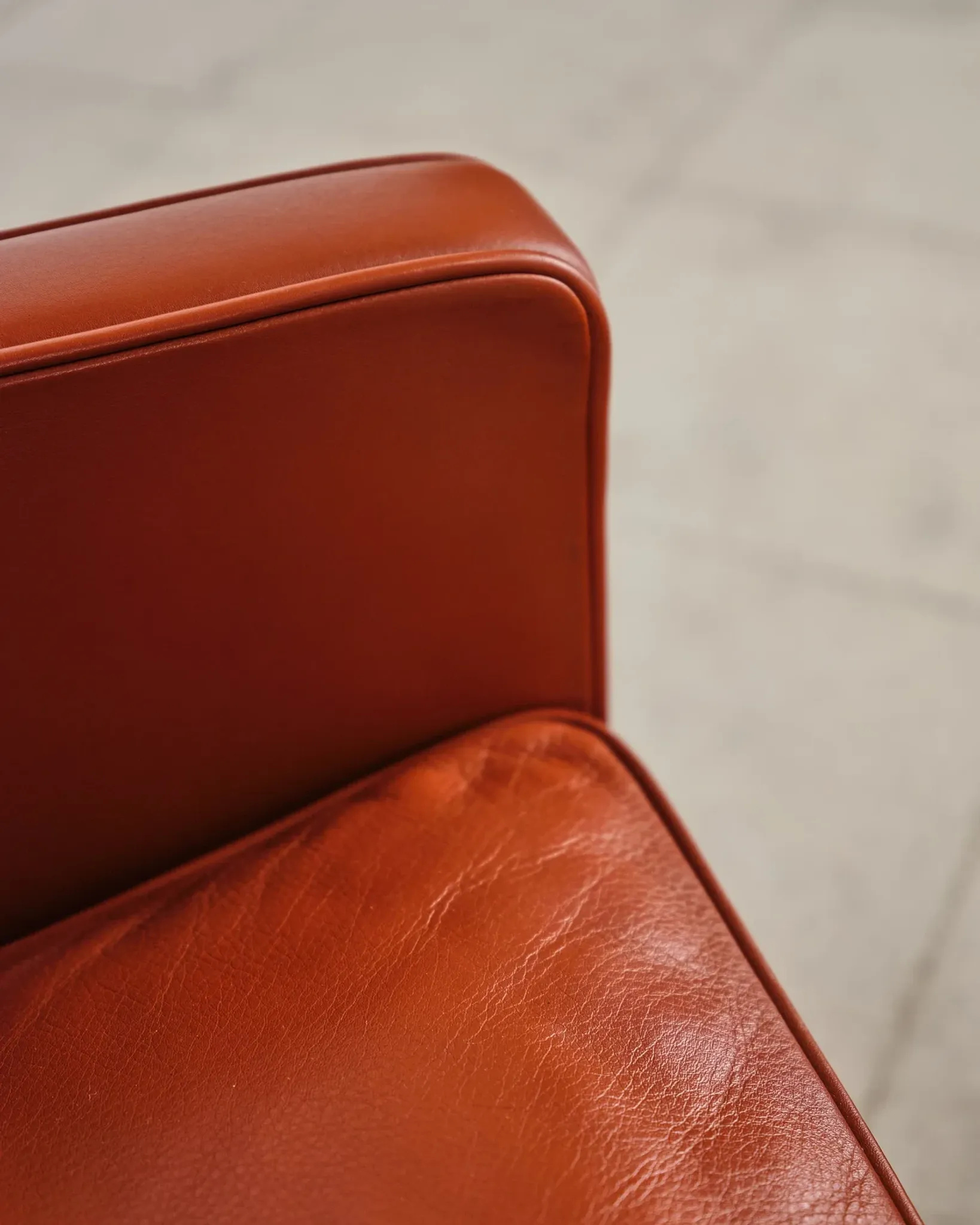 Armchair 2204 and leather pouf by Børge Mogensen, Denmark, 1960s.