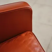 Armchair 2204 and leather pouf by Børge Mogensen, Denmark, 1960s.