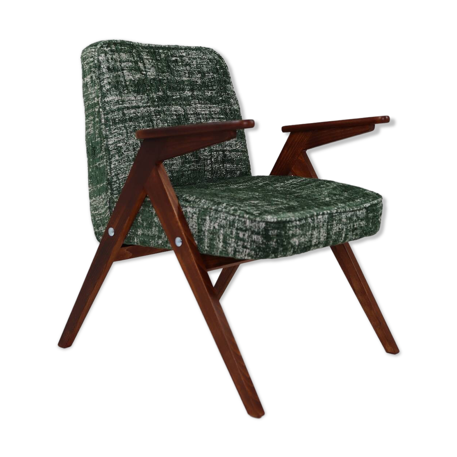 Scandinavian armchair moher green melange space age design