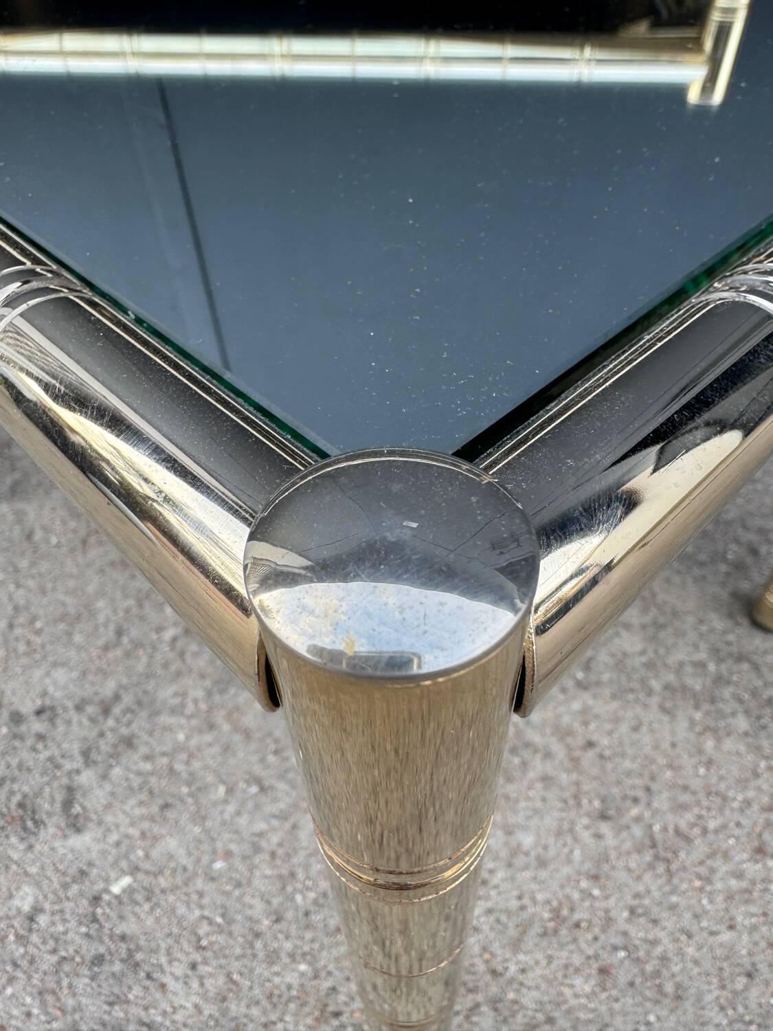 Tables gigognes métal doré bambou miroir années 70