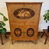 Wooden drop-leaf secretary in Louis XV style – Floral decoration