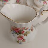 Royal Albert English porcelain set of 2 cups, saucers, and milk jug.