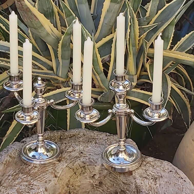 Pair of chandeliers model beads silver metal Christofle