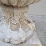 Pair of planter vases decorated with faces in reconstituted stone 1950s