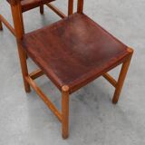 Pair of wood and leather Spanish chairs by Jordi Vilanova, ca. 1960