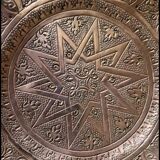 Set of three antique brass trays mamluk style late 19th century