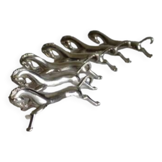 6 metal knife holders, horse