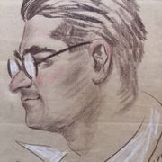 Pastel drawing 1971 man portrait with glasses, signed rose? marseille 13 bouche du rhône paper