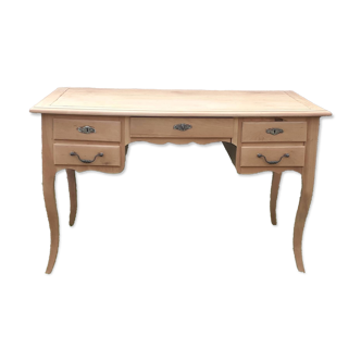 5-drawer desk with tapered legs in raw cherry wood
