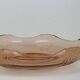 Round pink glass dish, empty pocket or salad bowl, molded glass, art deco