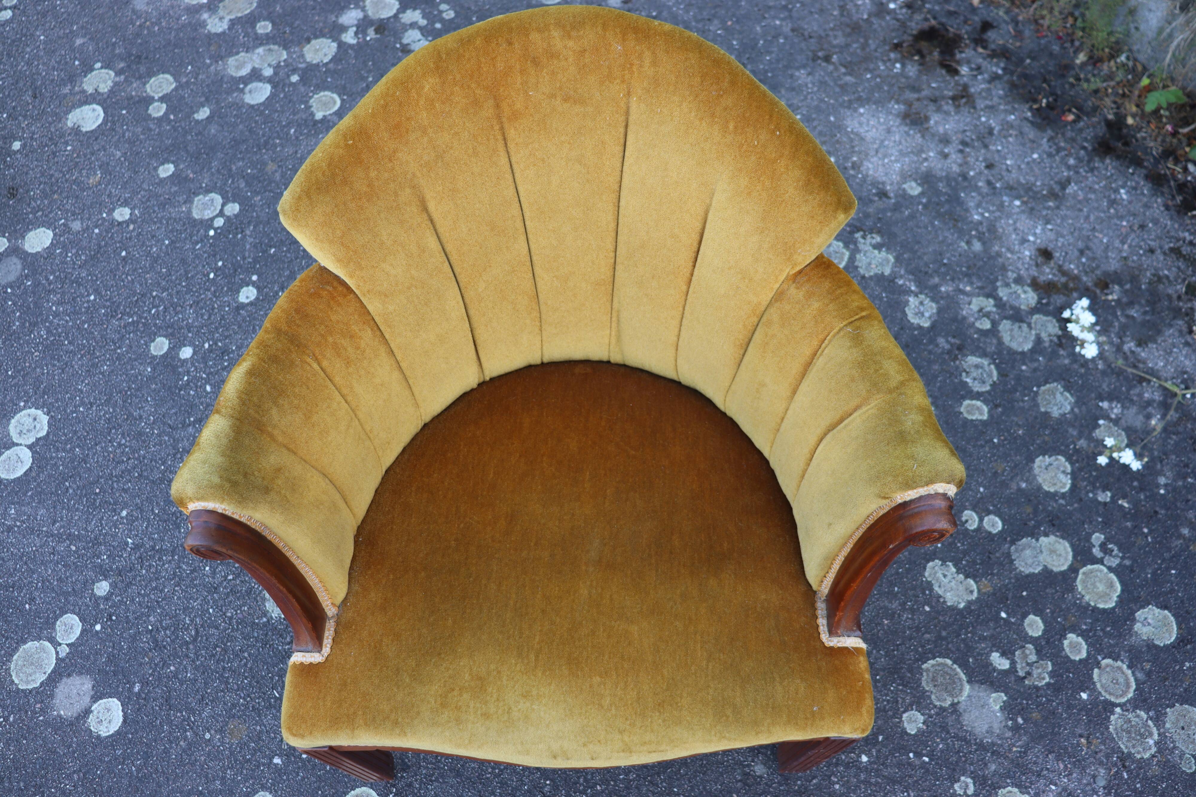 Art Deco corduroy armchair