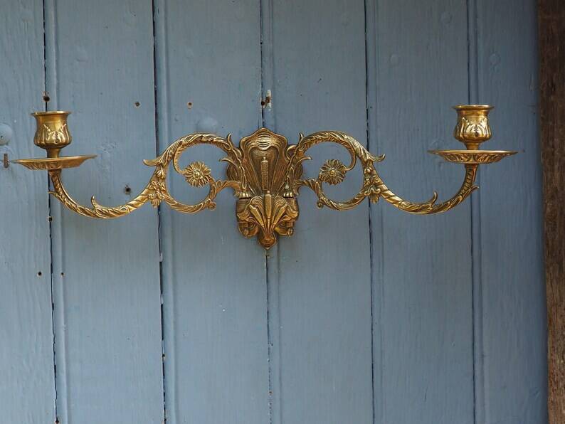 French Antique bronze piano wall candle sconce Art Nouveau stamped E MULLER