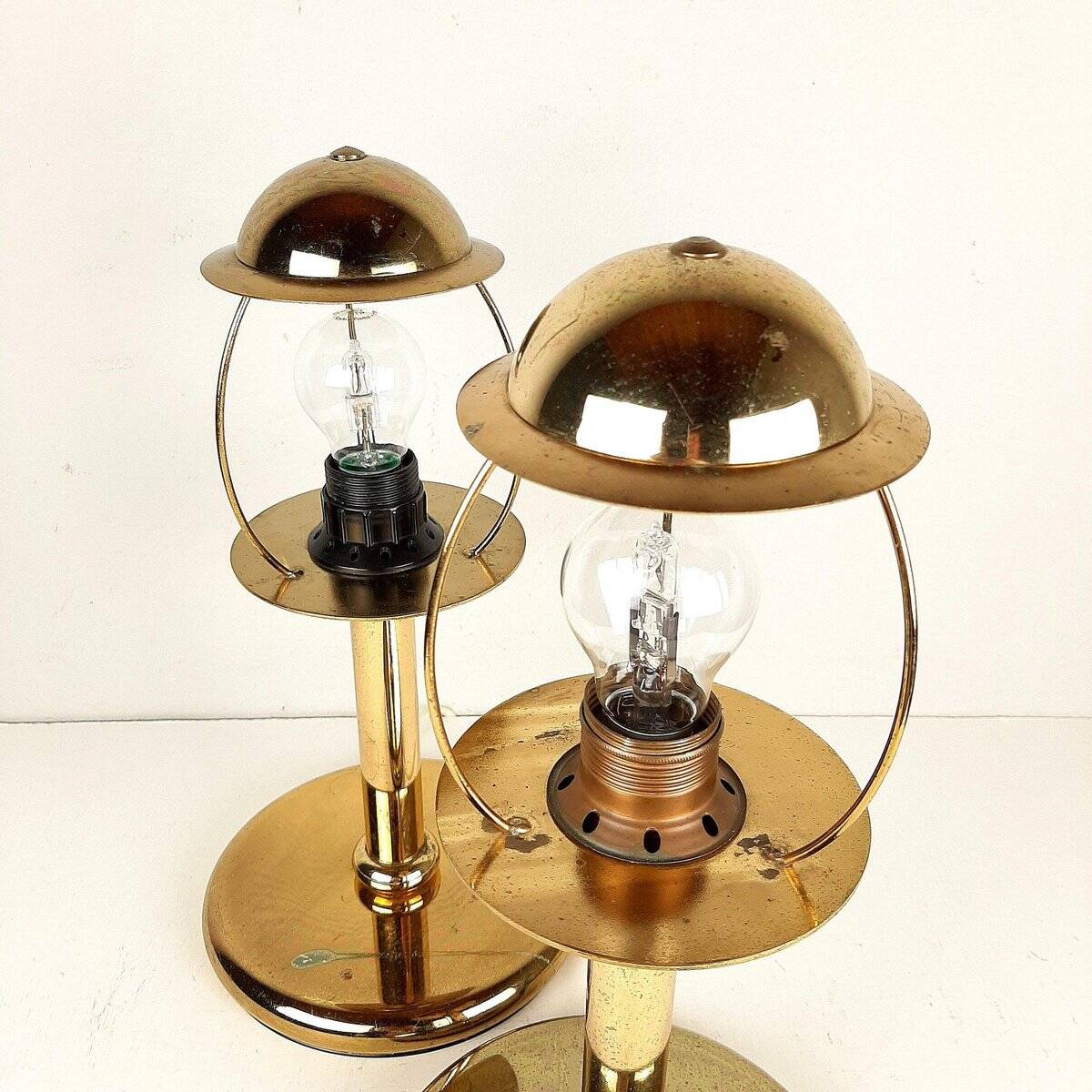 Golden metal table lamps by Sijaj Hrastnik, set of 2