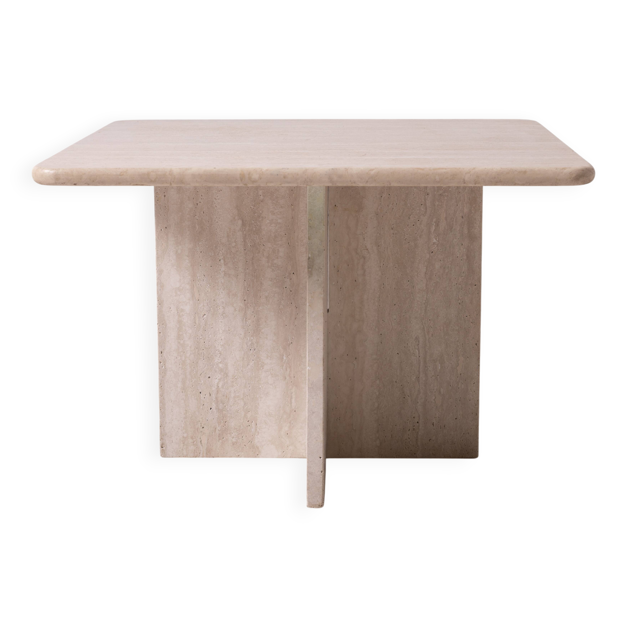 Pair of postmodern travertine coffee tables, Italy, 1980s