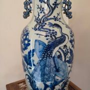 Large Chinese celadon-colored vase with animal and floral decoration, late 19th-early 20th century