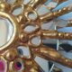 Golden wooden sun mirror 30cm