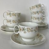 Set of six porcelain cups and saucers decorated by Richard Ginori