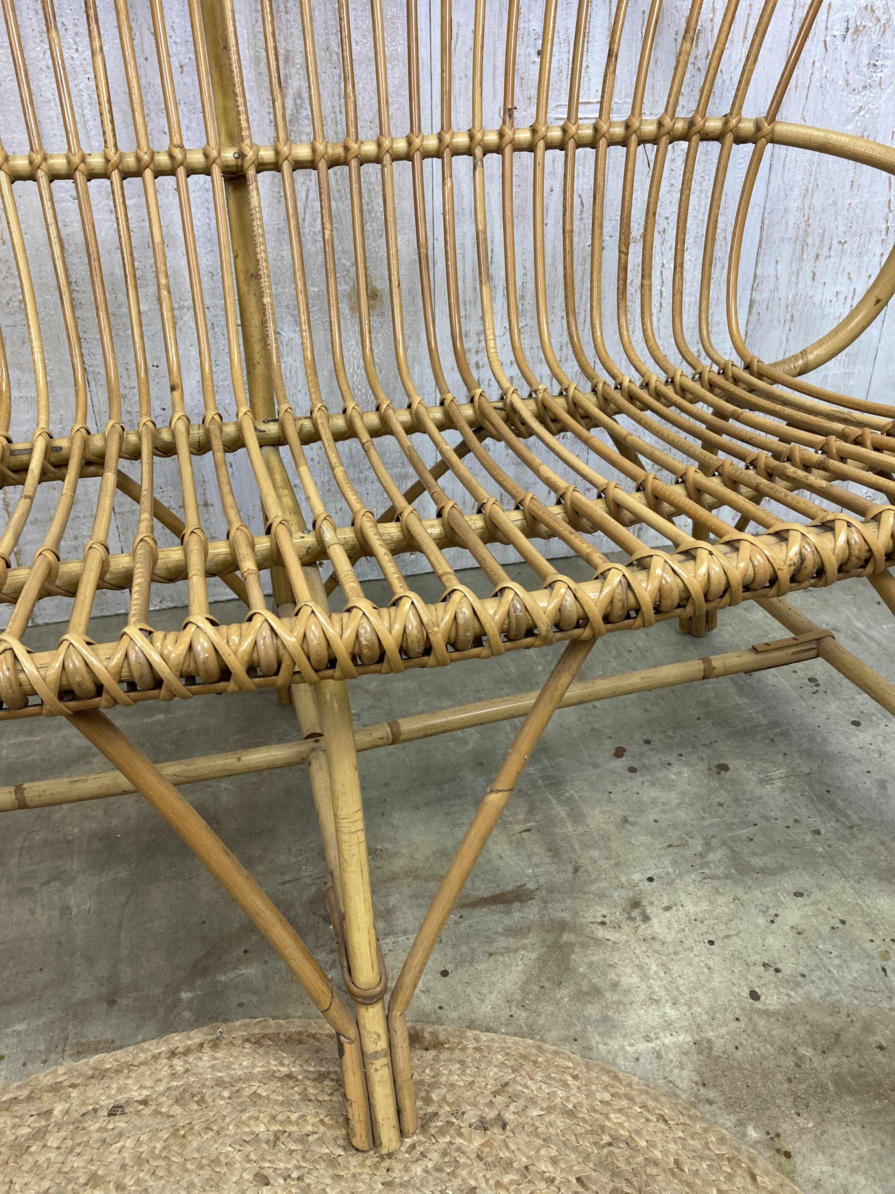 Vintage rattan bench