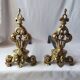 Chenet ancien bronze paire cheminée porte buches