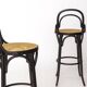 Pair of Bentwood Bar Stools with Vienna Cane Seats – Thonet Style, Black