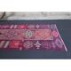 Vintage Turkish Oushak handmade wool cotton pink runner rug 79x342