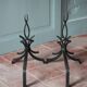 Fireplace andirons by Raymond Subes, flame model, brutalist andirons.
