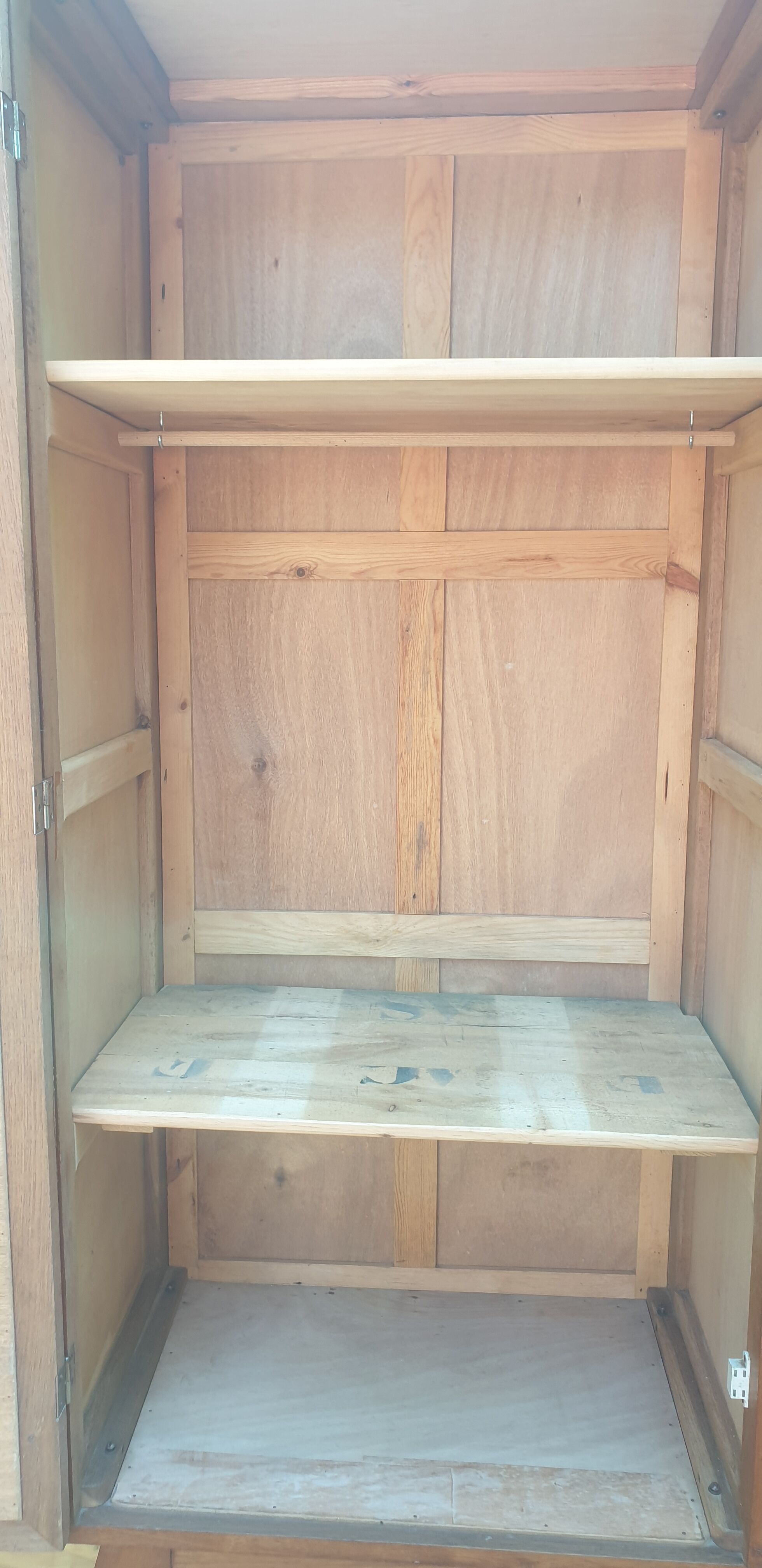 Asymmetrical oak cabinet