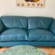 Oil blue leather sofa Poltrona Frau Italy 1980s