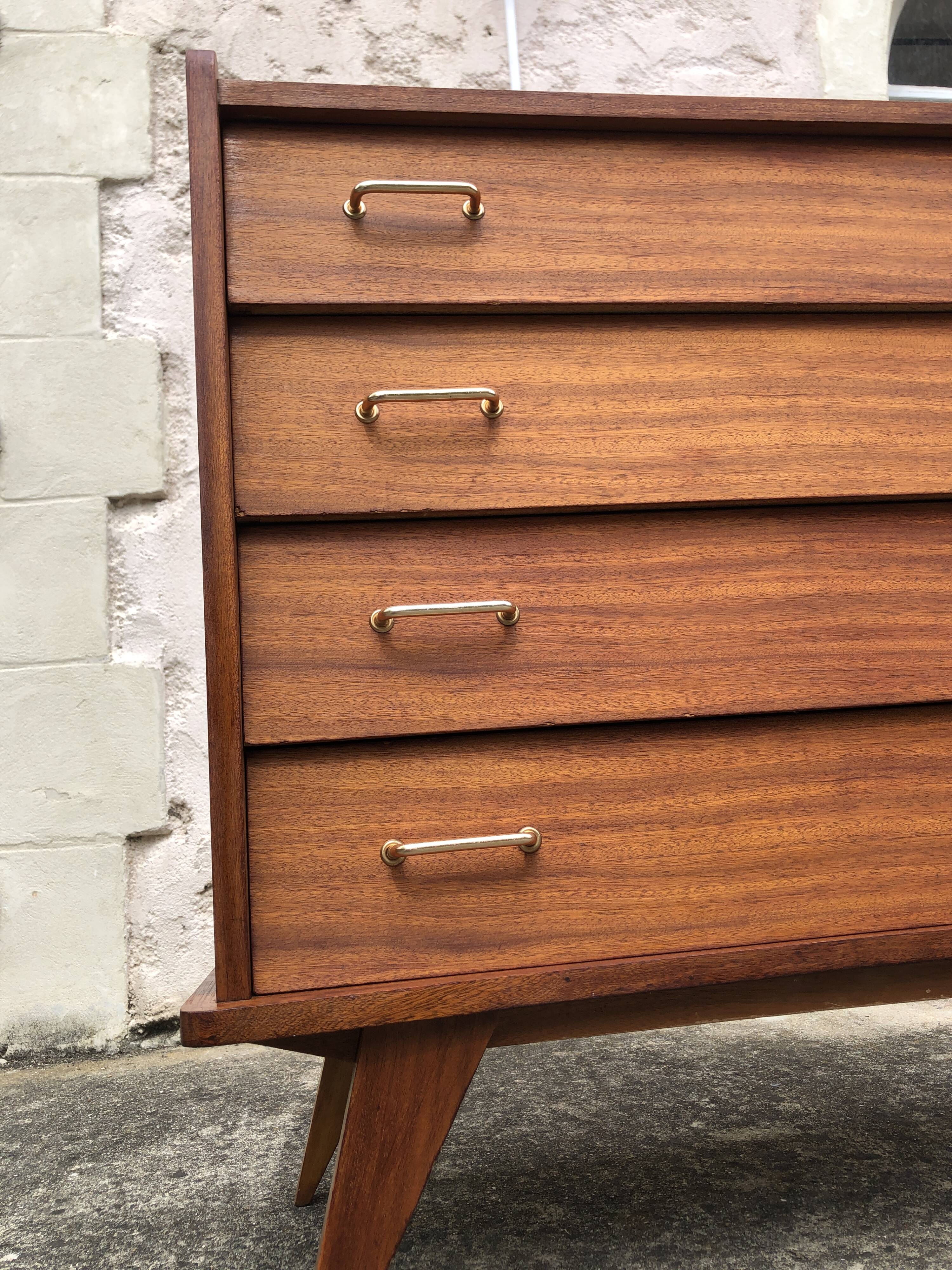 Commode vintage scandinave, pieds compas