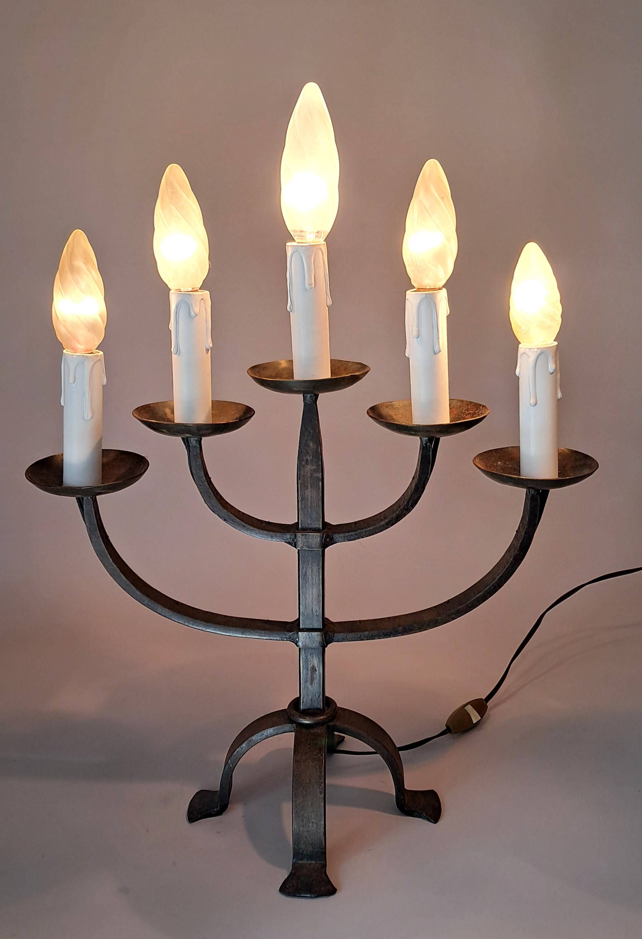 Brutalist 5-light candelabra 1950/1960.
