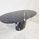Vintage oval black marble dining table, 1970s