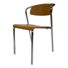 Vintage chair 1980s minimalistic wood with chrome design