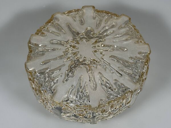 1960s 1970s Ceiling Lamp  Flush Mount in Glass & Metal Space Age Design