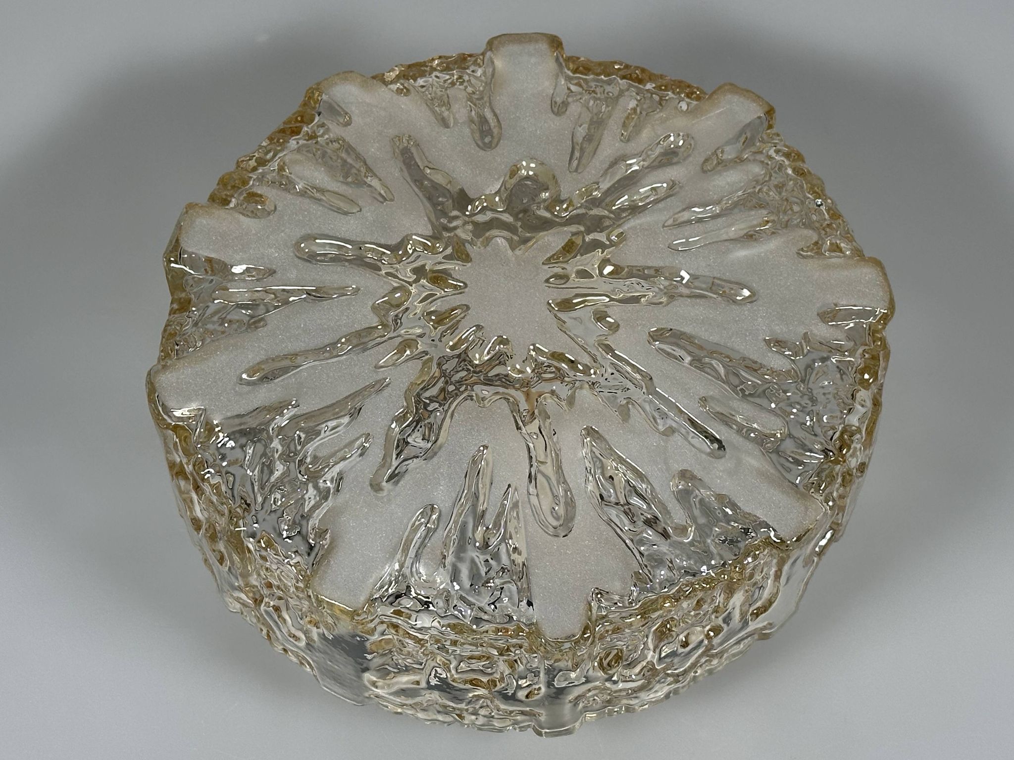 1960s 1970s Ceiling Lamp  Flush Mount in Glass & Metal Space Age Design