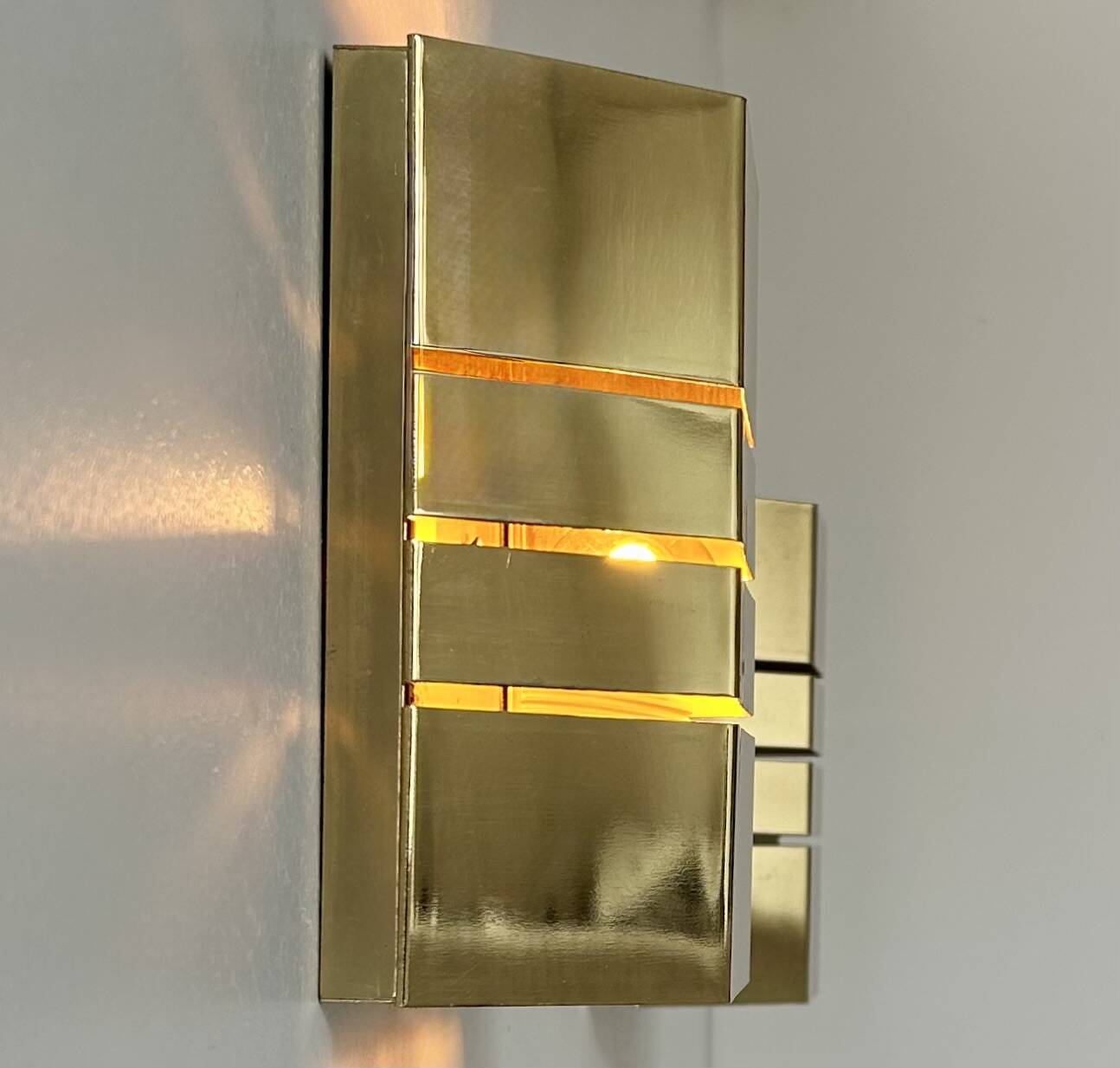 Pair of vintage brass wall lights, France 1970s