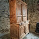 Antique French oak sideboard – Two-part display cabinet with drawers and four doors